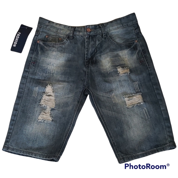 NWT Distressed Long Denim Shorts by FASHION sz 29 - Picture 1 of 3